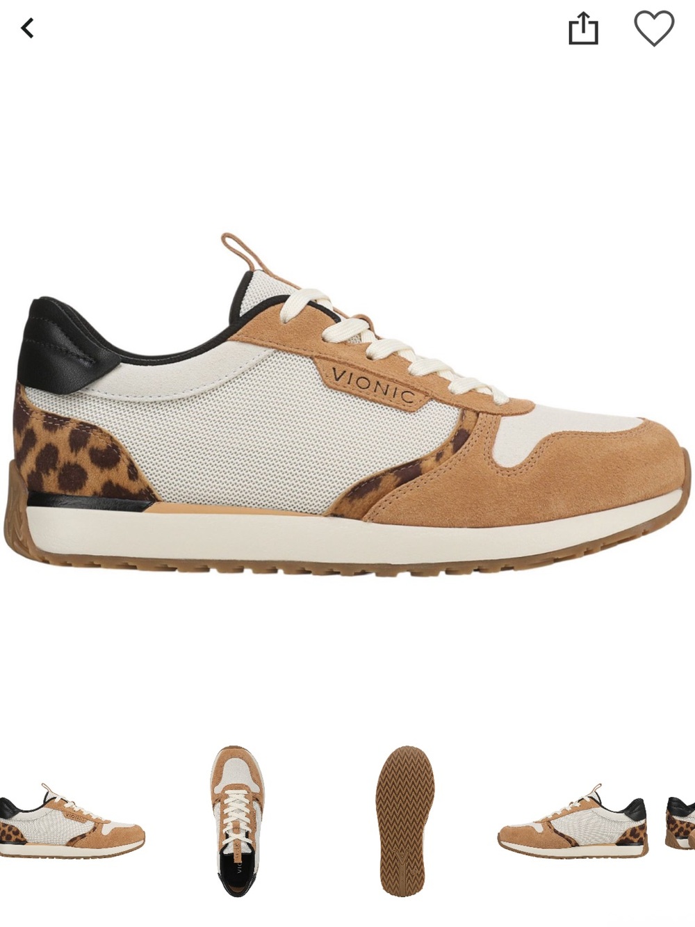 Vionic Women's Monarch Sneaker - White, Tan & Leopard